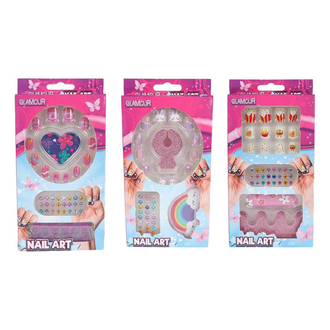 Ongles artificiels Glamour avec diamants - 12 pcs.