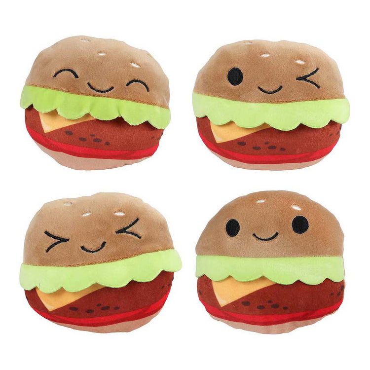 Sac menu moelleux avec peluche 4 hamburgers - 40cm