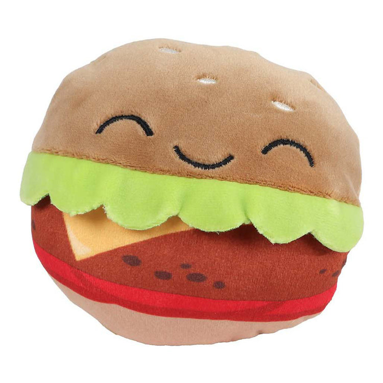 Sac menu moelleux avec peluche 4 hamburgers - 40cm