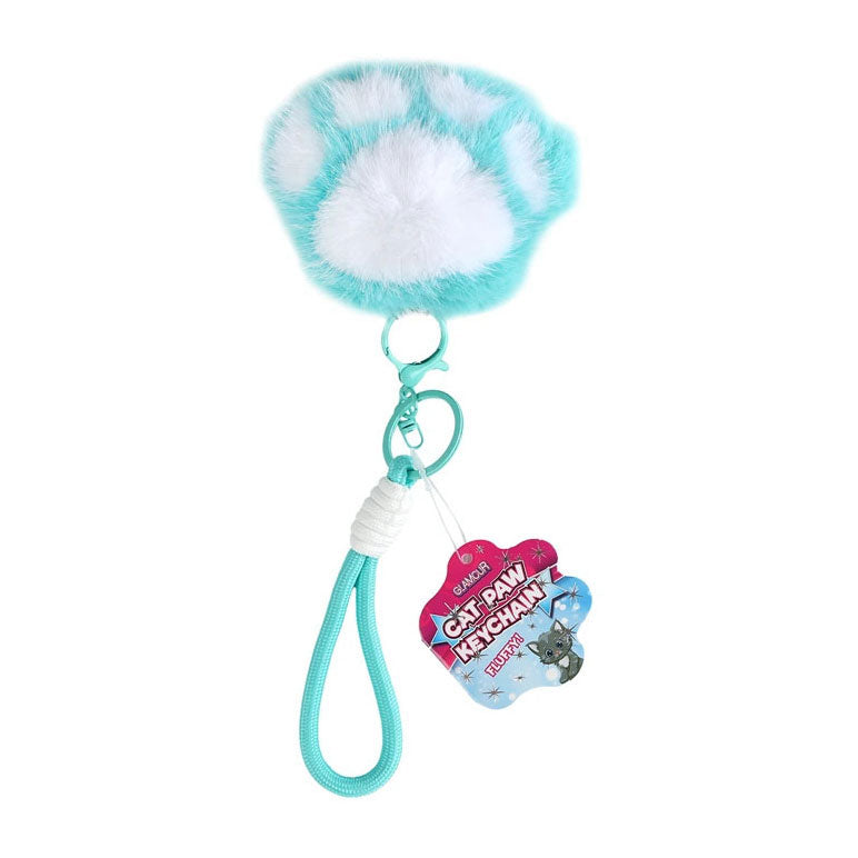 Porte-clés glamour pelucheux patte de chat