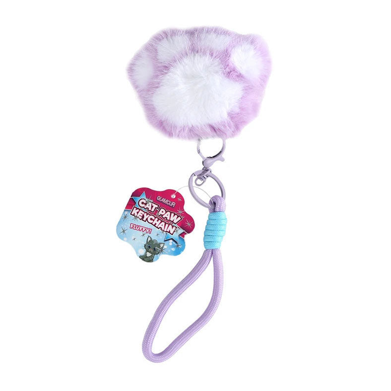 Porte-clés glamour pelucheux patte de chat
