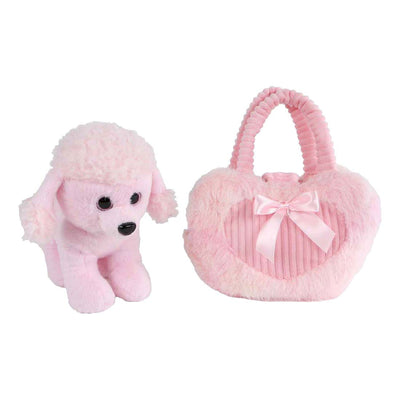 Caniche Take me home dans un sac rose - 33x30cm