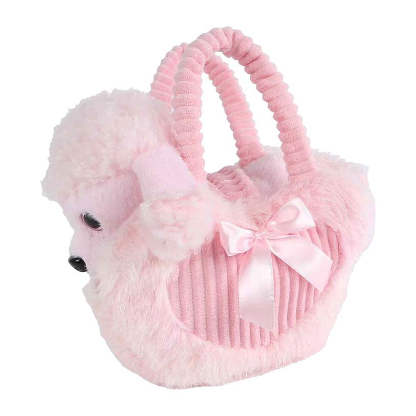 Caniche Take me home dans un sac rose - 33x30cm