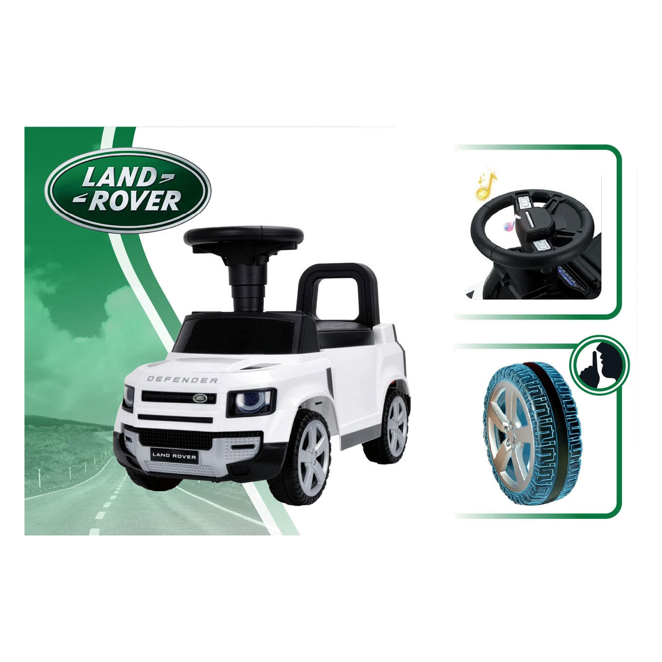 Land Rover marcheur blanc avec son - 67 cm