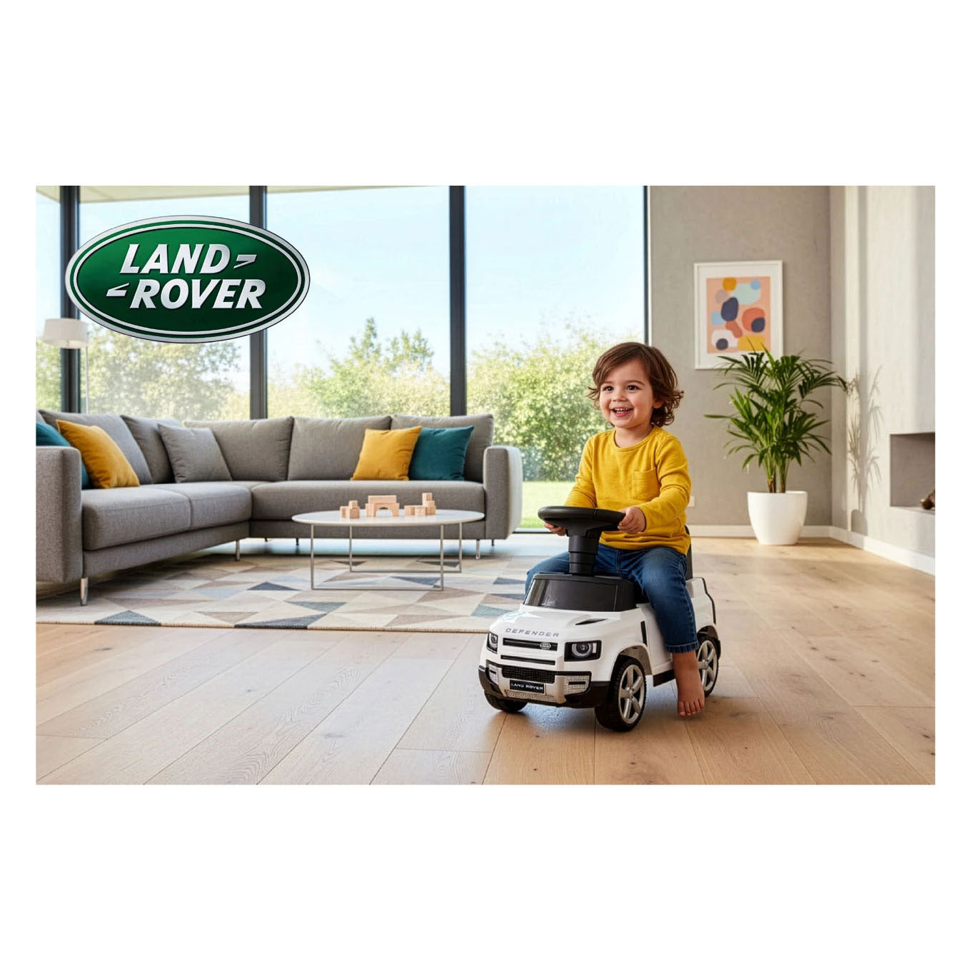 Land Rover marcheur blanc avec son - 67 cm