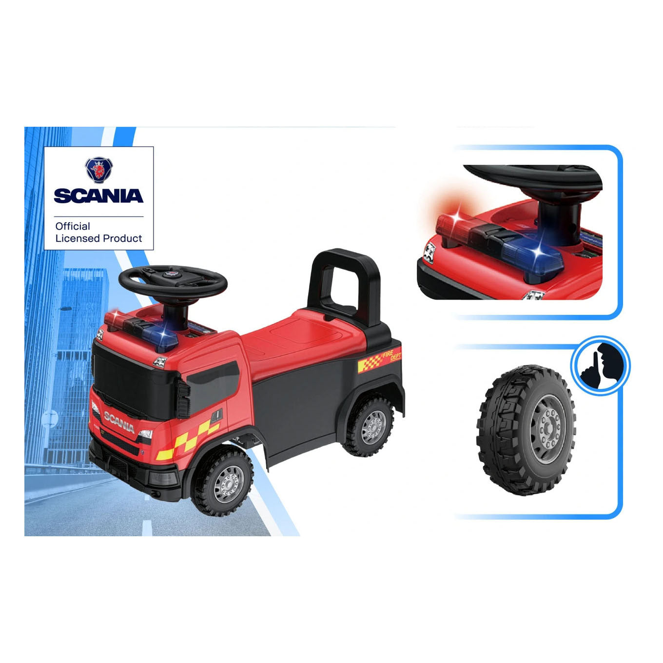 Déambulateur des pompiers Scania avec son - 60,5 cm