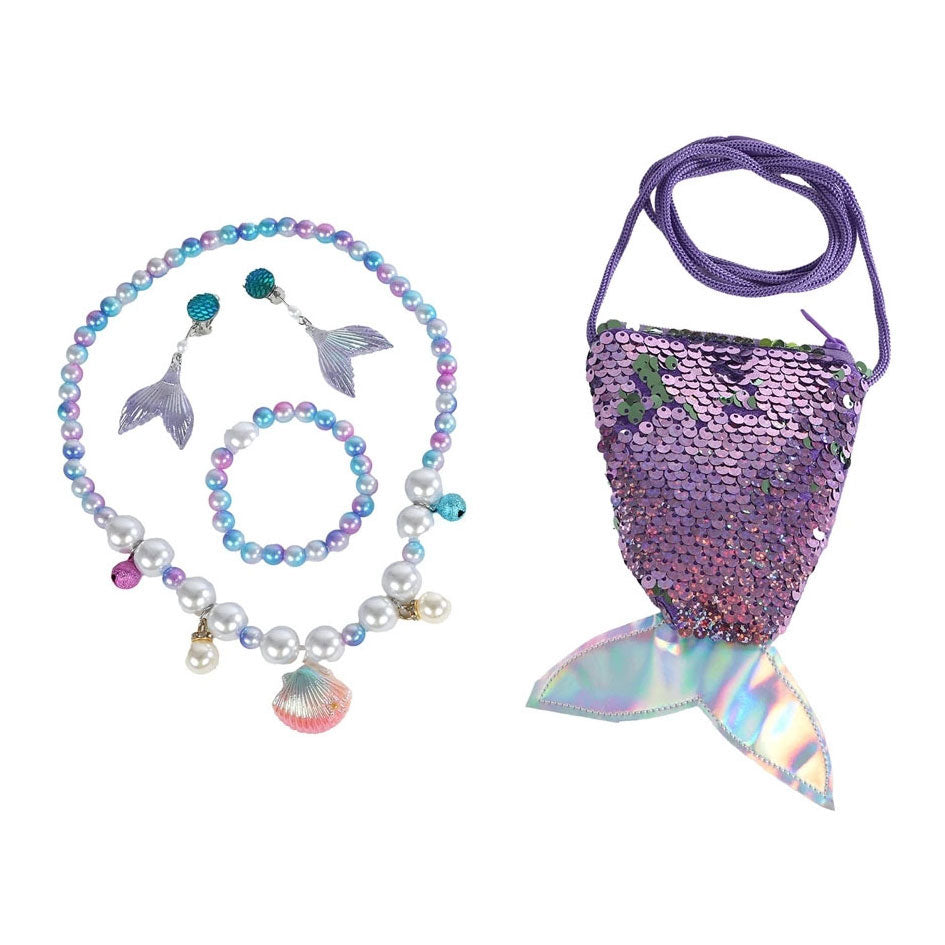 Ensemble de mode étoiles sirène avec bijoux et sac à paillettes