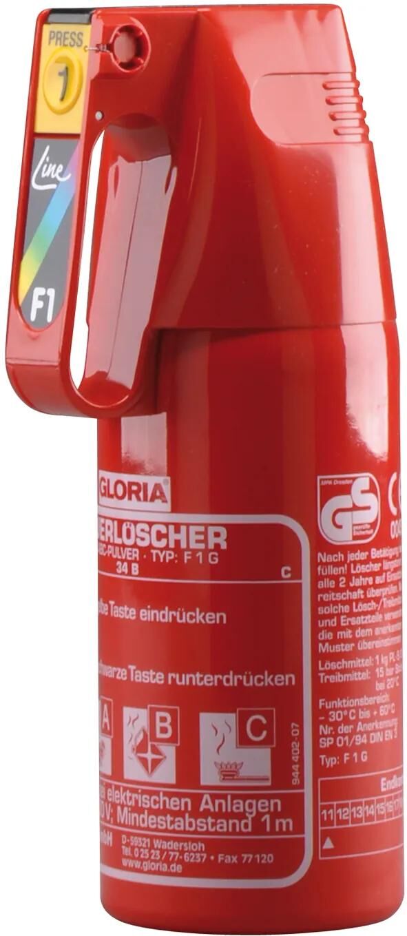 Extincteur Gloria F1G 1 K ABC M.CAR BRACKET