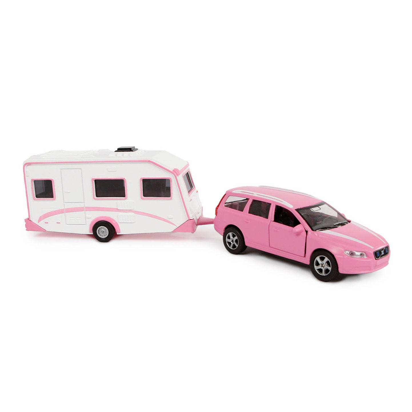 Kids Globe Die Cast Volvo V70 avec caravane - rose, 30 cm