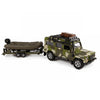 Kids Globe Die Die Cast Land Rover avec remorque et armée de bateau
