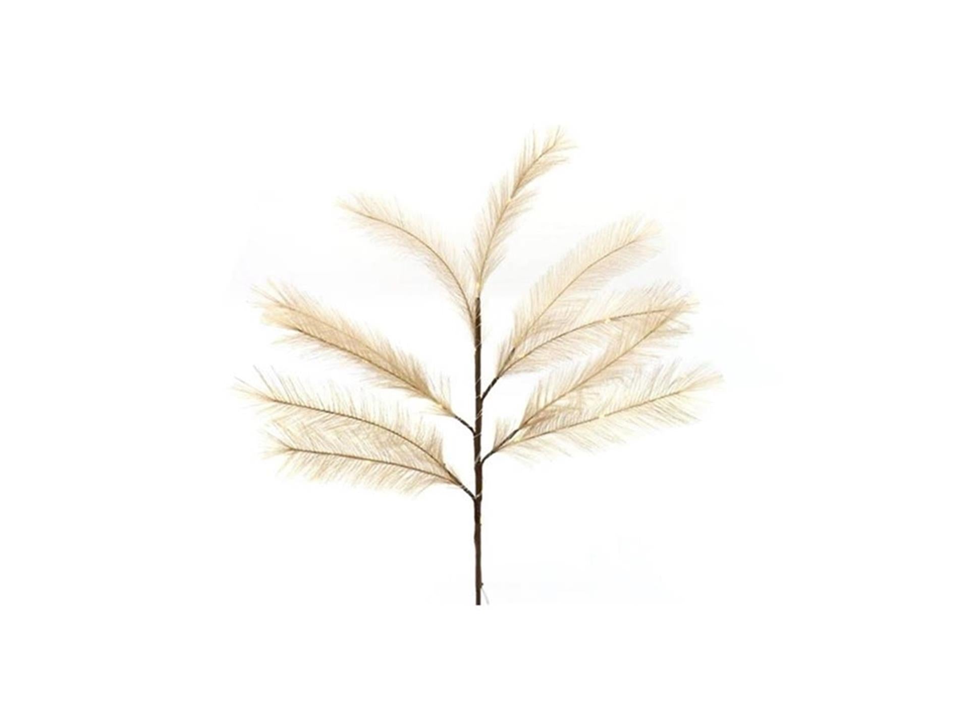 Branche d'herbe à plumes vivantes naturelles HBx avec LED 72 cm café
