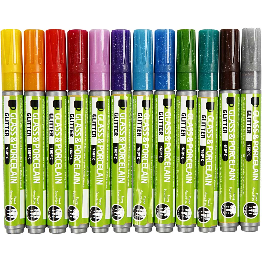 Marqueurs Kreul en verre-porcelaine, épaisseur de trait 2-4 mm, semi-opaques, différentes couleurs, 72 pièces 1 boîte