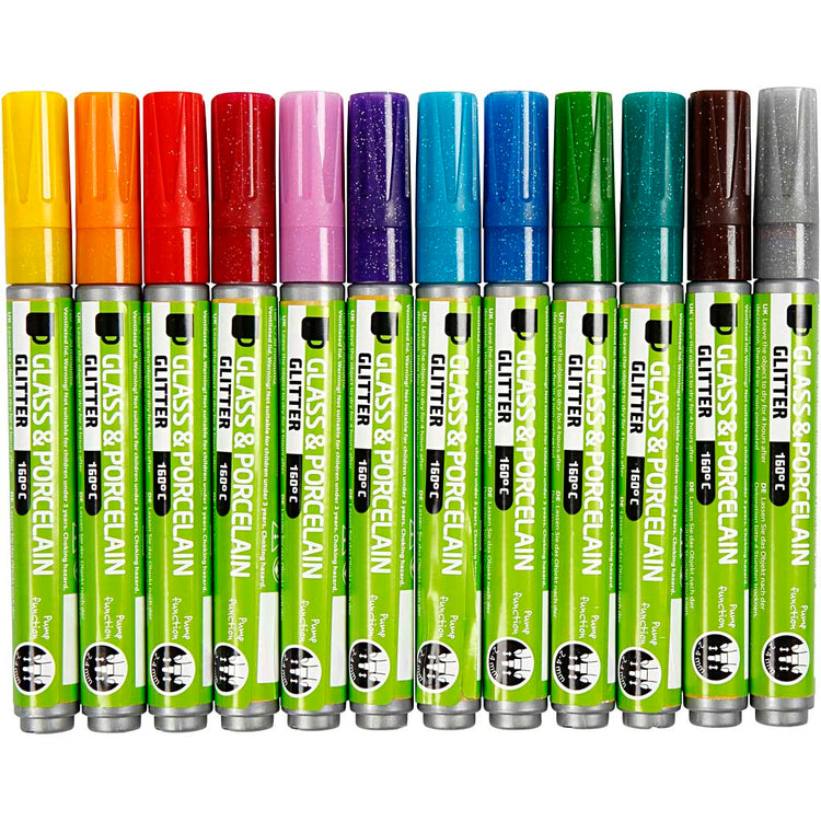 Marqueurs Kreul en verre-porcelaine, épaisseur de trait 2-4 mm, semi-opaques, différentes couleurs, 72 pièces 1 boîte