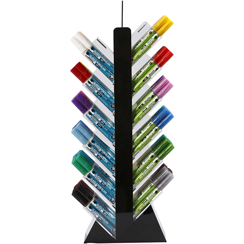 Marqueurs Kreul en verre-porcelaine, h : 52 cm, d : 11,5 cm, l : 24 cm, différentes couleurs, 24x6 pièces 1 boîte