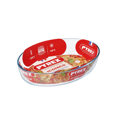 Plat de cuisson en Pyrex ovale 30x21cm. verre 2l