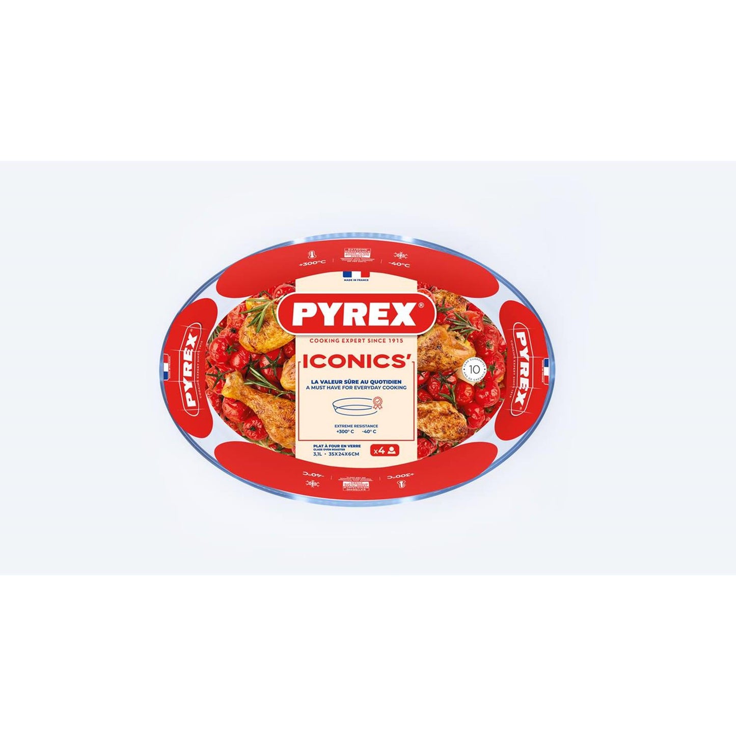Plat à pâtisserie en Pyrex ovale 3l 35x24cm
