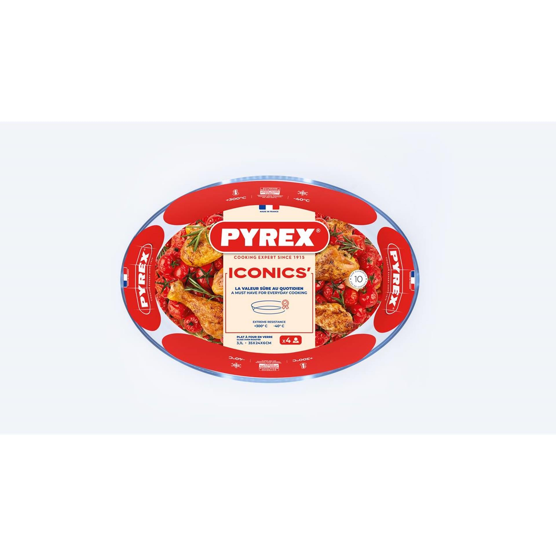Plat à pâtisserie en Pyrex ovale 3l 35x24cm