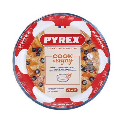 Plat à four Pyrex rond bord droit 25cm verre