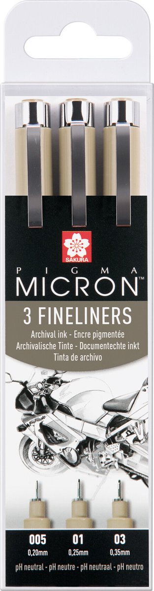 Sakura pigma micron trousse 3 fineliners noir 005-01-03 design