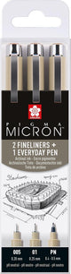 Sakura Pigma Micron Penny 3 Fineliners Black 005-01-pn Arch.