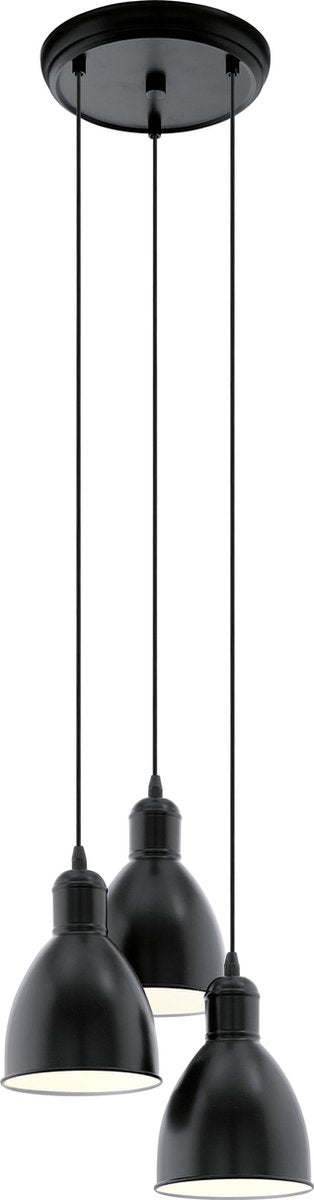Suspension Eglo priddy - e27 - ø 32,5 cm - noir et blanc
