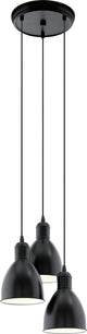 Suspension Eglo priddy - e27 - ø 32,5 cm - noir et blanc