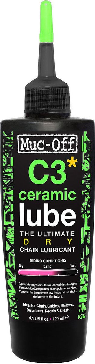 Muc-off Muc Off C3 Ceramic Dry Lube Lubrifiant pour chaîne en bouteille de 120 ml pour conditions sèches