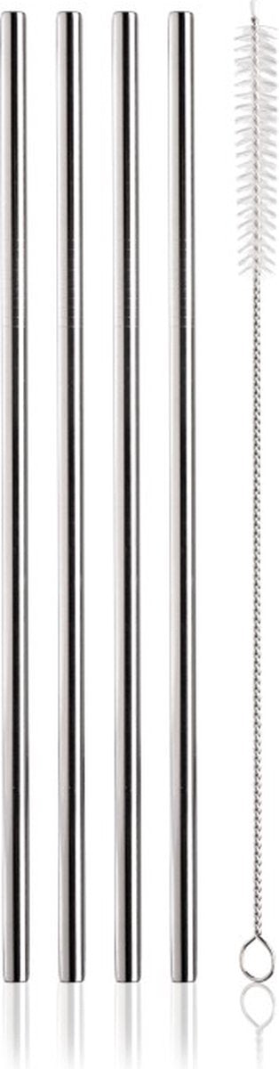 Vacuv vacu fin - pailles en acier inoxydable - lot de 4 pièces - avec brosse de nettoyage