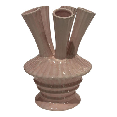 Vase ambiance Manoir à tubes rose pastel 13,1xh18,7cm
