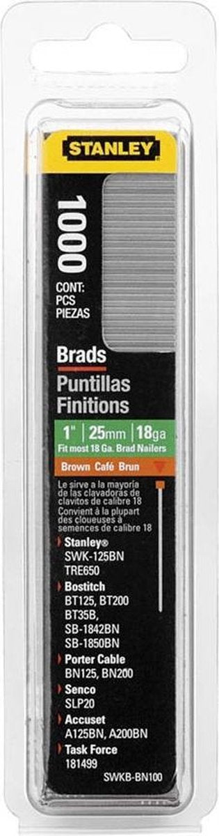 Clous pour outils à main Stanley 25 mm type j - 1000 pièces - 1-swkbn100t