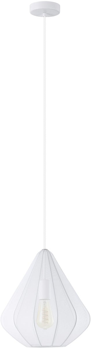 Lampe à suspension Eglo dolwen - e27 - ø 33,5 cm - blanc - textile