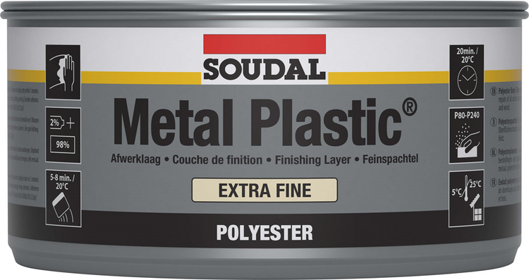 Soudal métal plastique extra fin | mastic polyester | 2 kg | blanc | 30035 - 103425