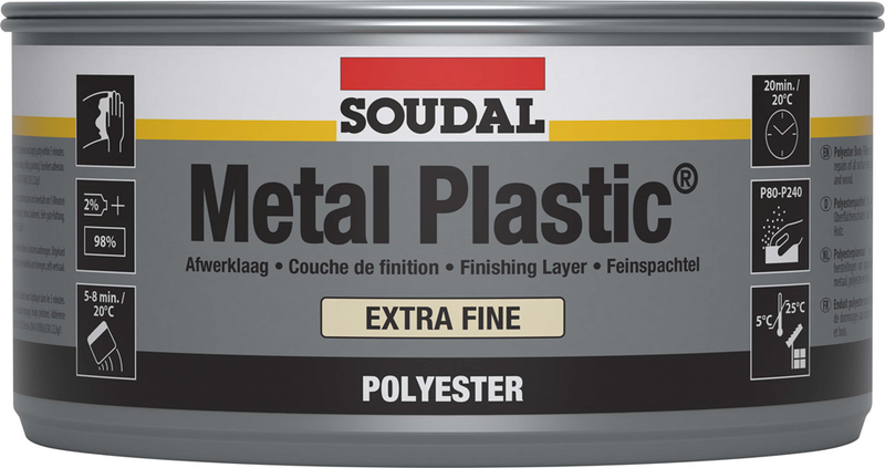 Soudal métal plastique extra fin | mastic polyester | 2 kg | blanc | 30035 - 103425