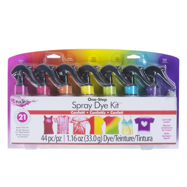 Tulipe tie-dye en une étape tulipe • kit de teinture en spray 7 couleurs de confettis