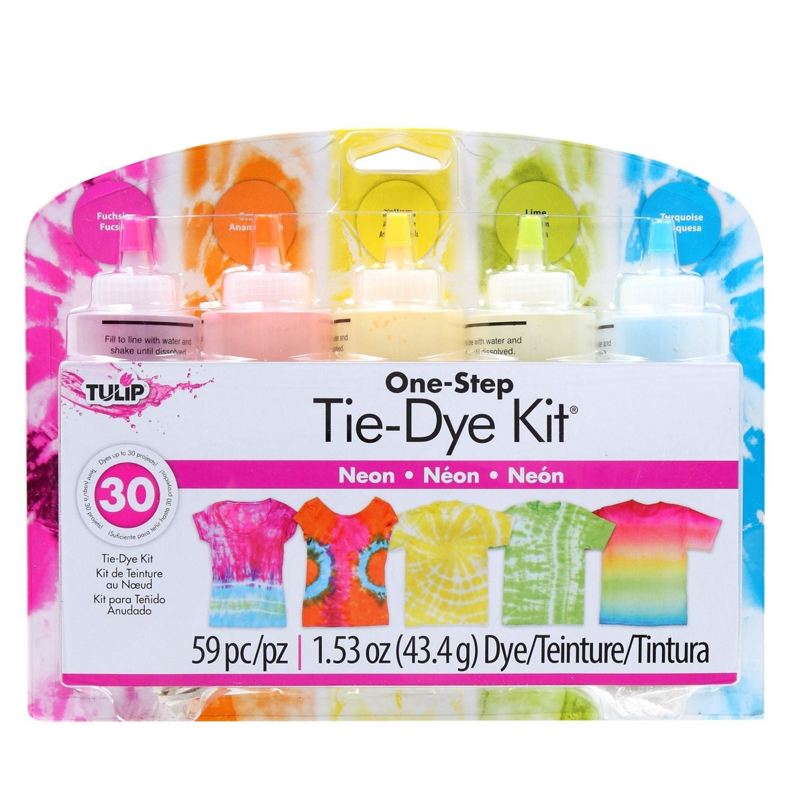 Tulipe tie-dye tulipe one-step • kit tie-dye 5 couleurs fluo