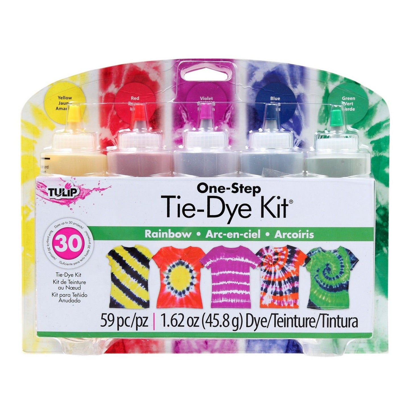 Tulipe tie-dye tulipe en une étape • kit tie-dye 5 couleurs arc-en-ciel