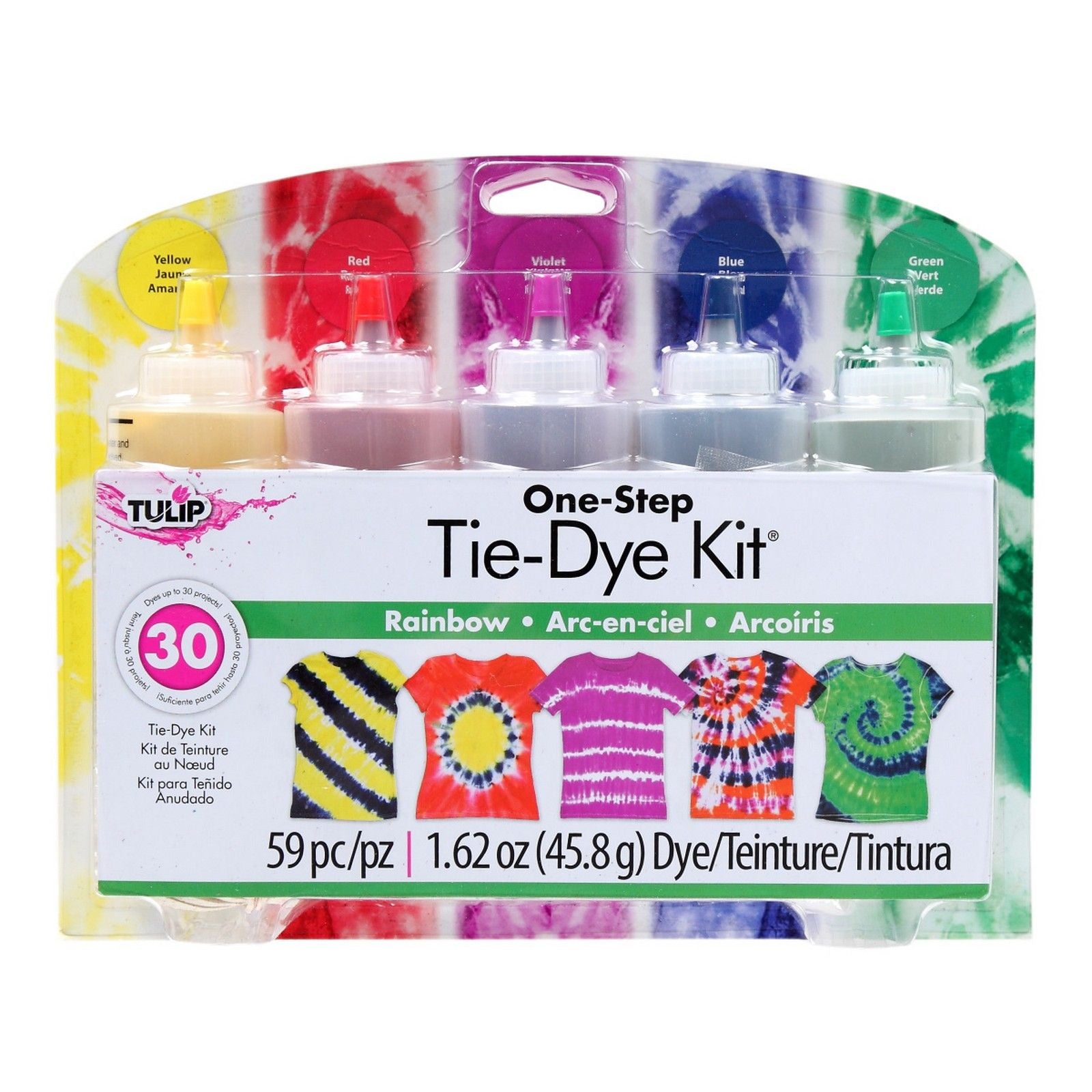Tulipe tie-dye tulipe en une étape • kit tie-dye 5 couleurs arc-en-ciel