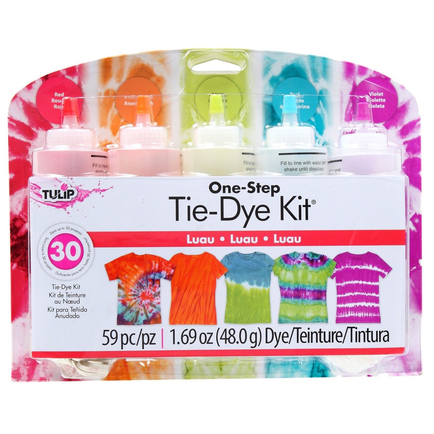 Tulipe tie-dye en une étape tulipe • kit tie-dye 5 couleurs luau