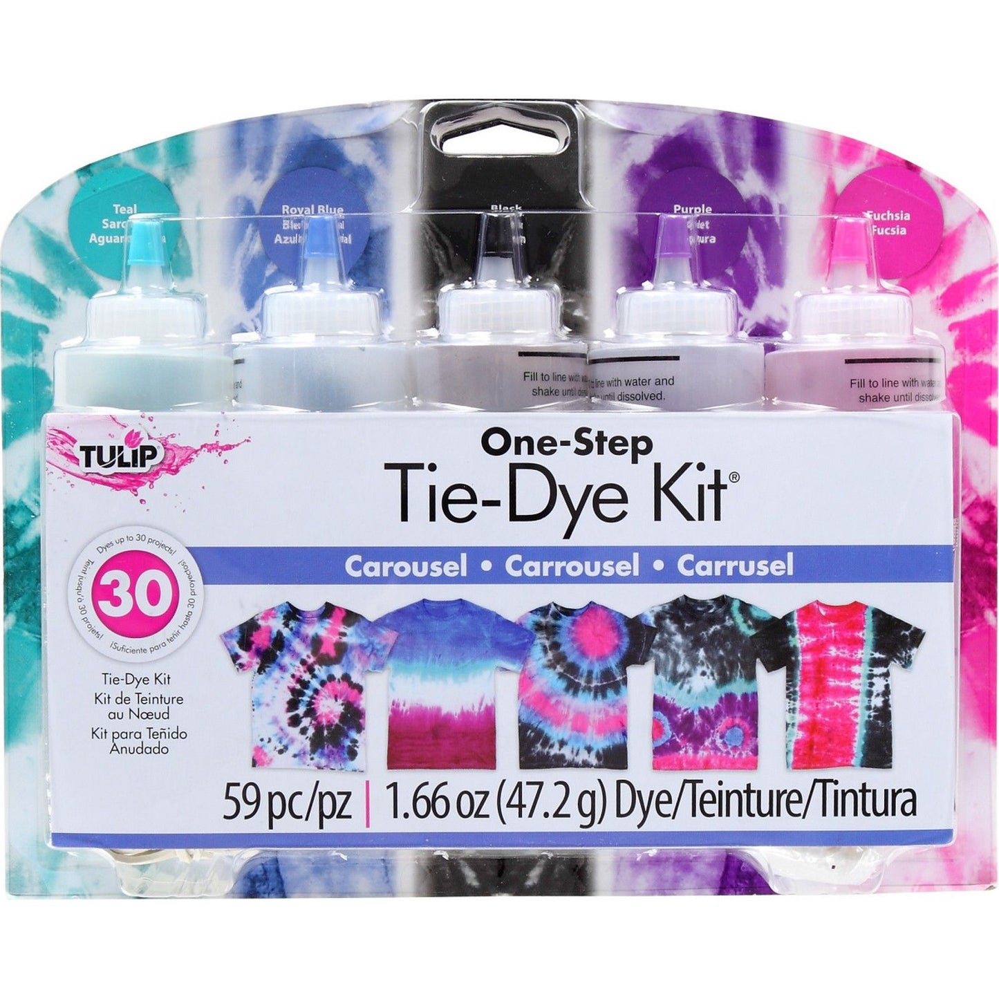 Tulipe tie-dye en une étape tulipe • kit tie-dye carrousel 5 couleurs