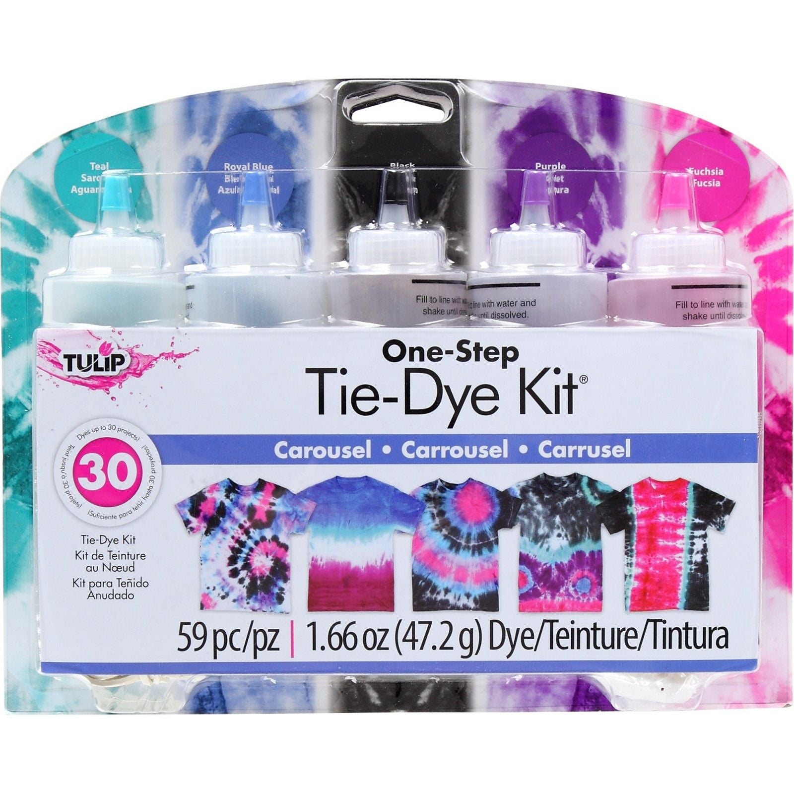 Tulipe tie-dye en une étape tulipe • kit tie-dye carrousel 5 couleurs