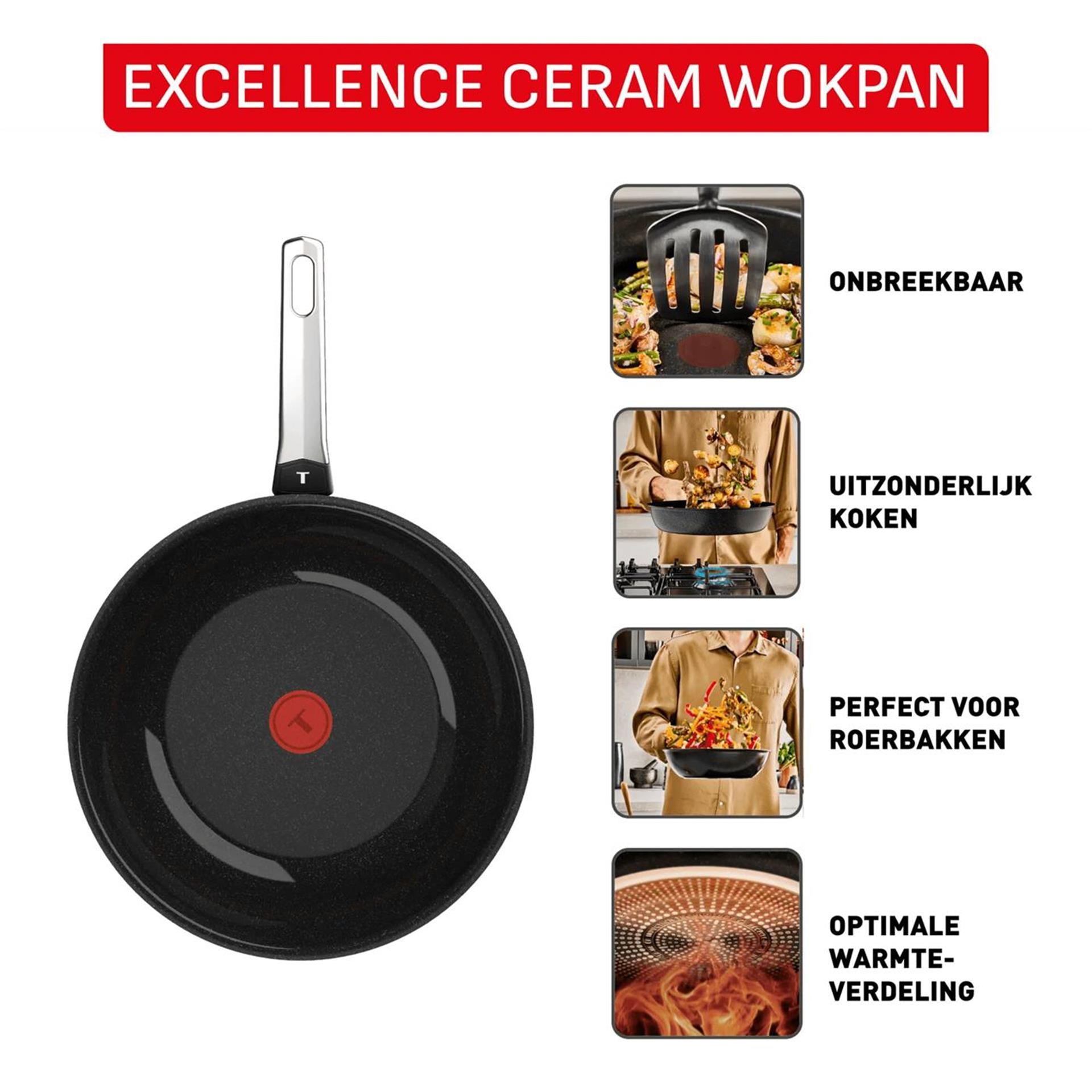 Poêle wok en céramique Tefal excellence ø28cm