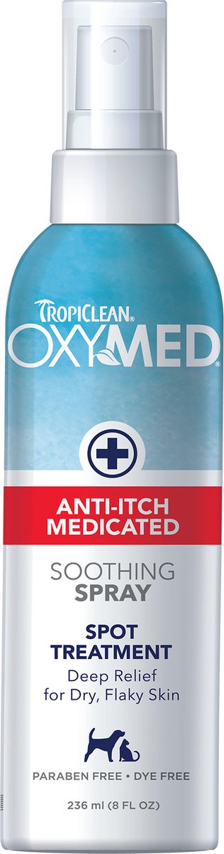 Tropiclean oxymed spray anti-démangeaisons médicamenteux - soulagement rapide des démangeaisons - 236 ml