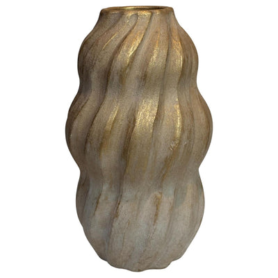 Vase ambiance Mansion tom beige blanc céramique 13x21cm