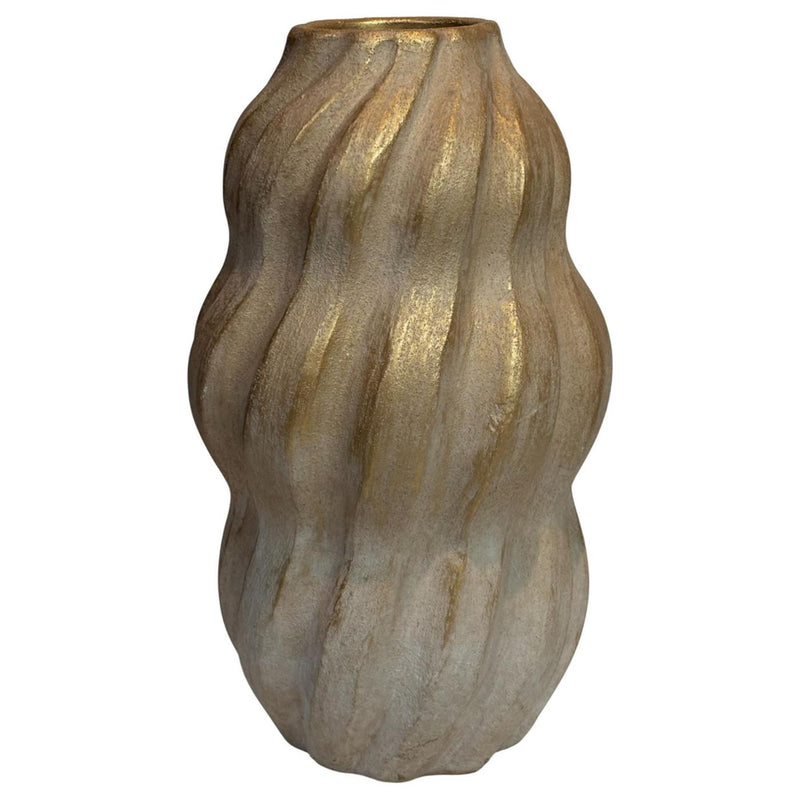 Vase ambiance Mansion tom beige blanc céramique 13x21cm