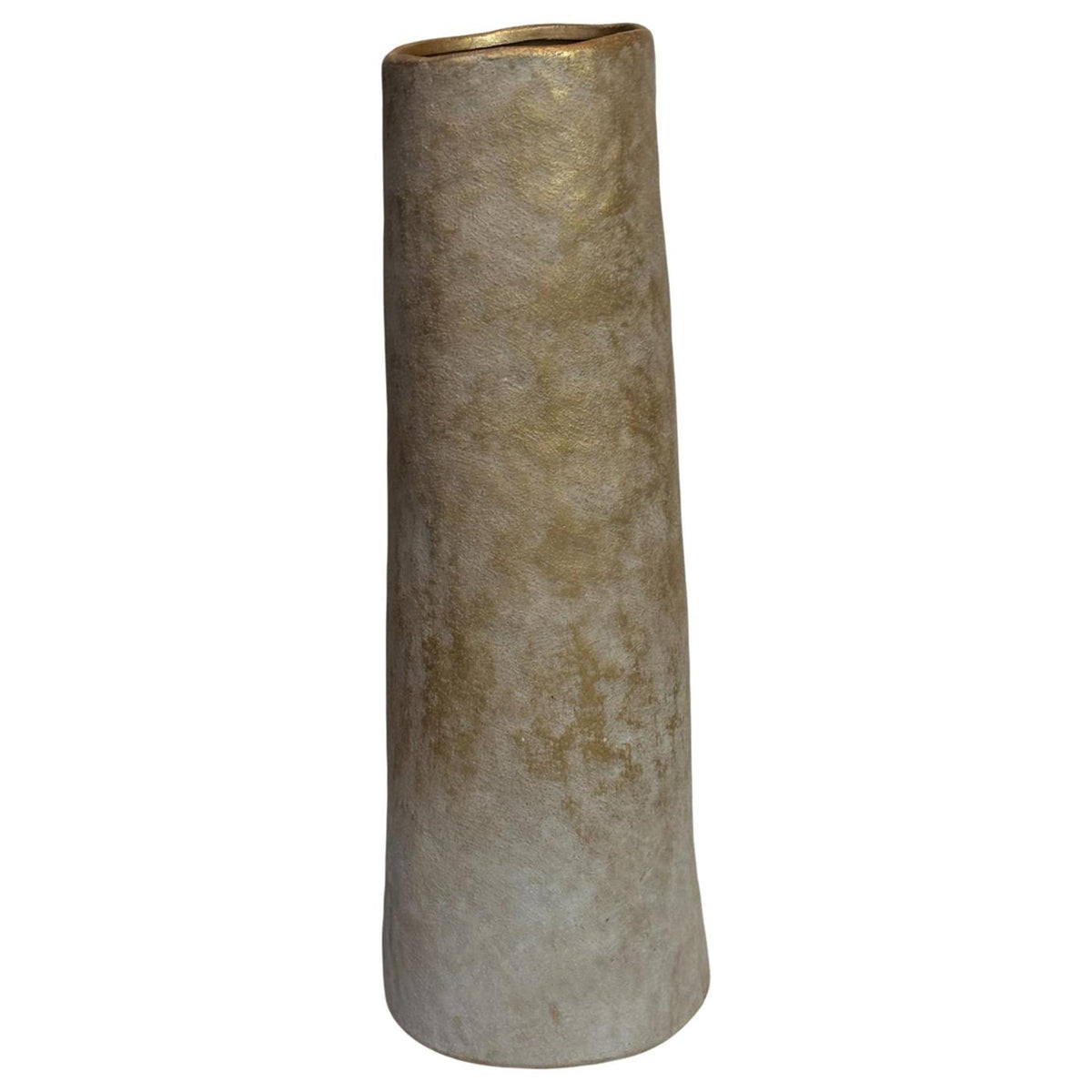 Vase ambiance Manoir isa céramique beige blanc 13x37,5cm