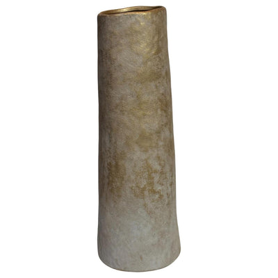 Vase ambiance Manoir isa céramique beige blanc 13x37,5cm