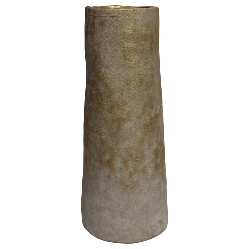 Vase ambiance Manoir isa céramique beige blanc 11,5x29cm