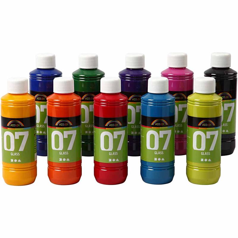 Verre A-color, différentes couleurs, 10x250 ml 1 boîte