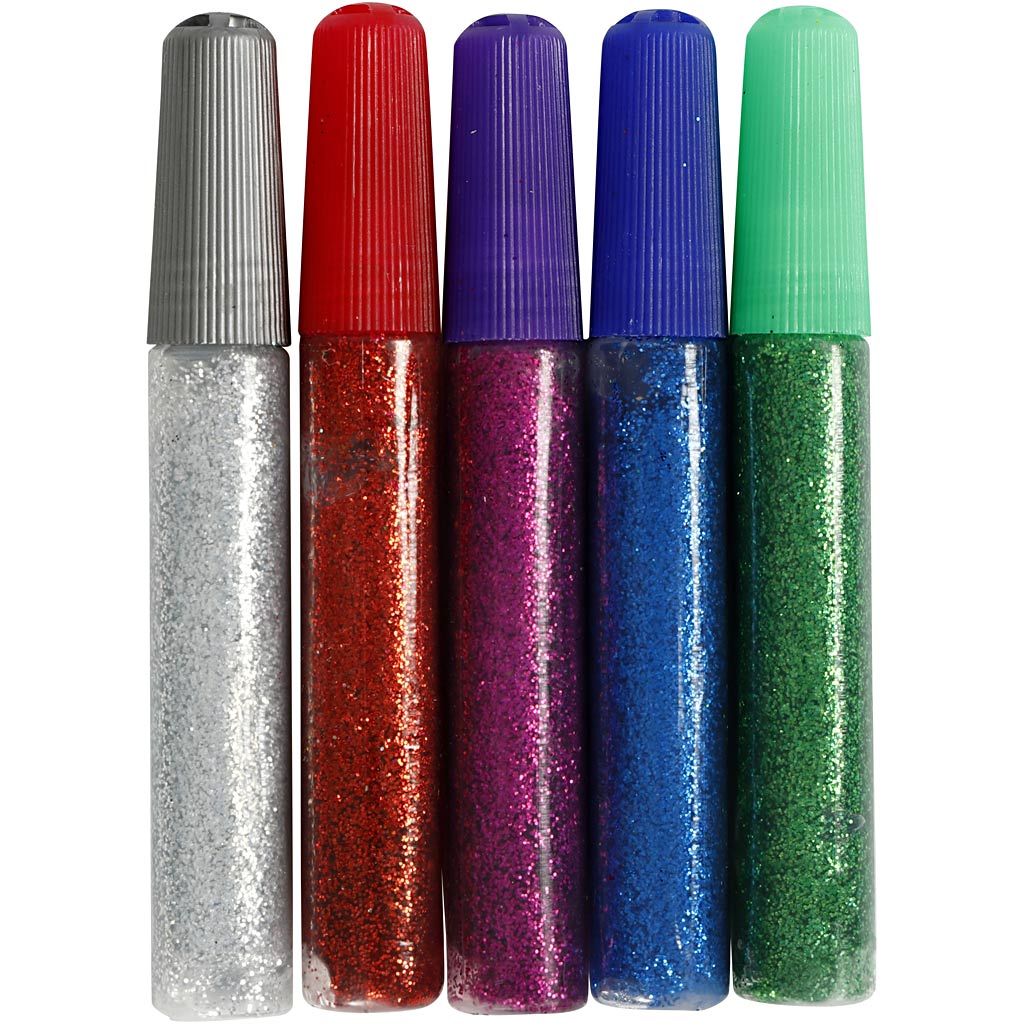 Colle pailletée Creativ company, différentes couleurs, 5x10 ml 1 boîte