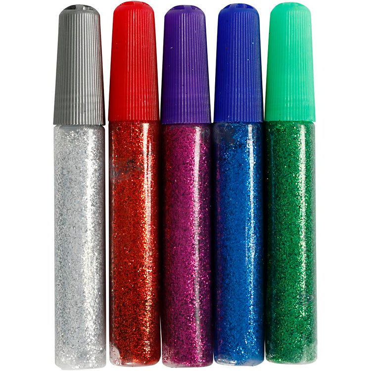 Colle pailletée Creativ company, différentes couleurs, 5x10 ml 1 boîte